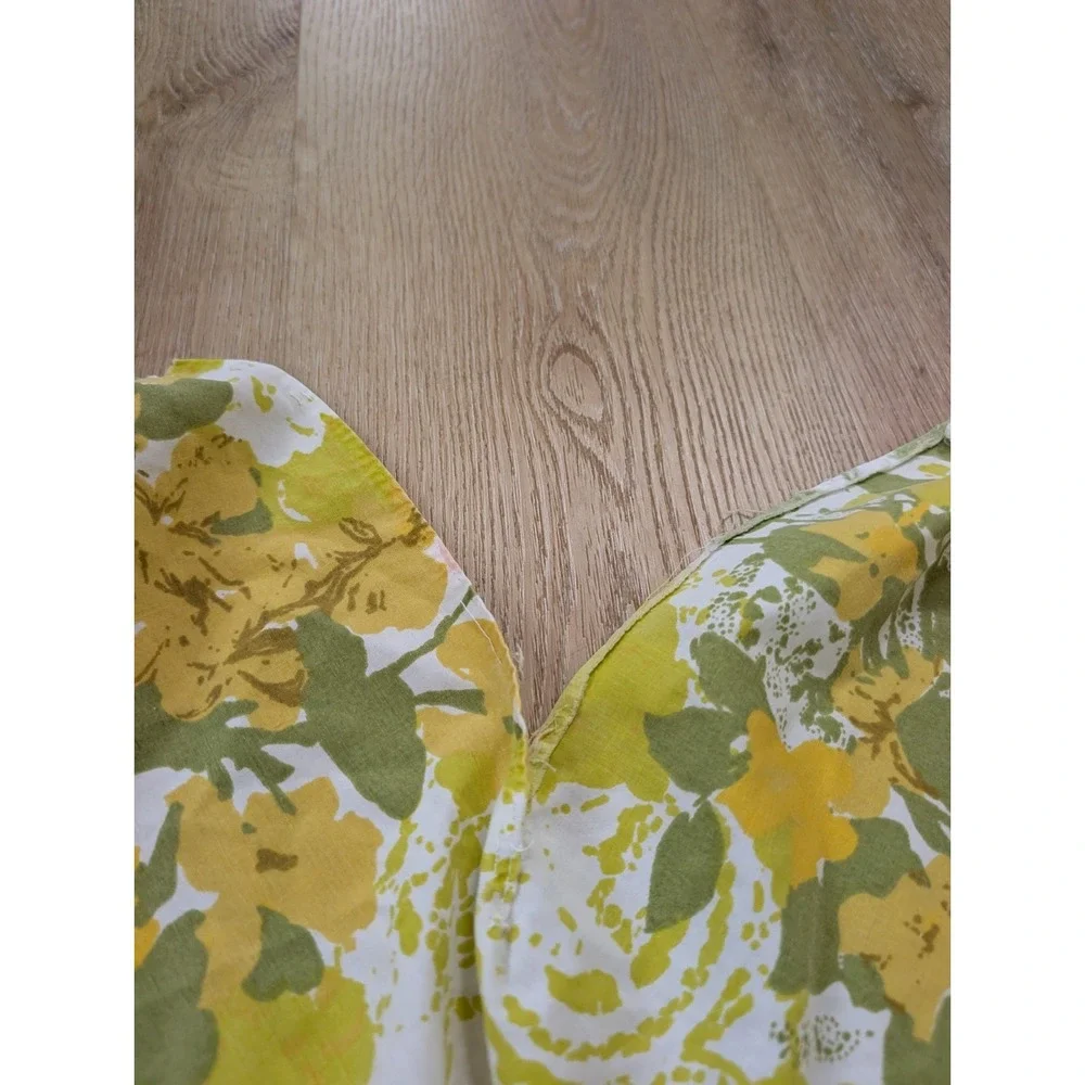 Vtg Lady Pepperell Fitted Sheet Pink Yellow Green Floral Percale Retro